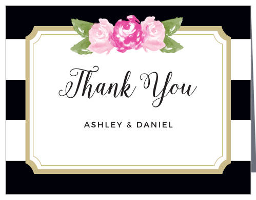 Convey your gratitude to friends and family with the Floral Stripe Thank You Cards.