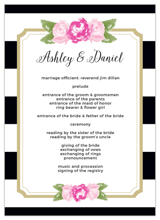 The Floral Stripe Wedding Programs are a stunning way to organize your ceremony.