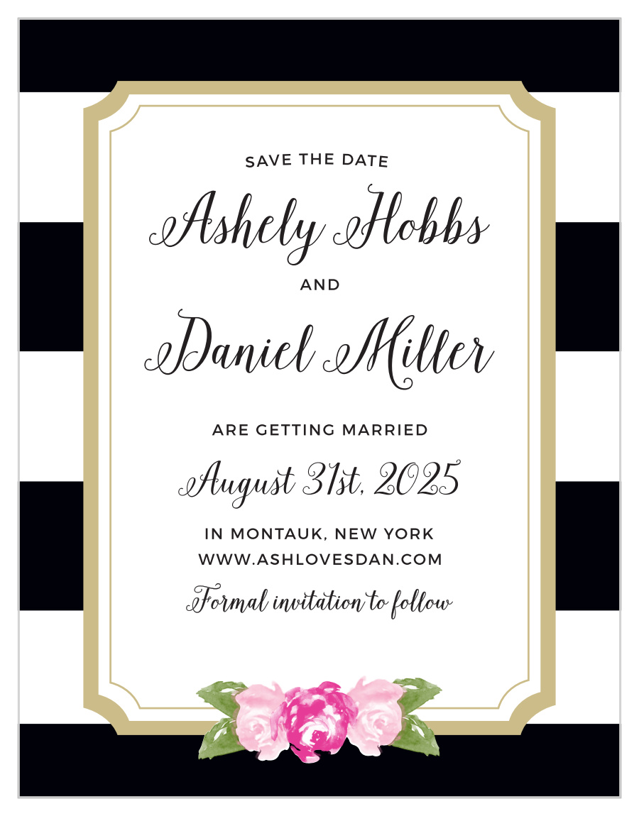 Floral Stripe Save the Date Cards