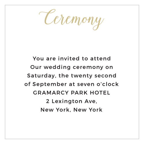The Floral Stripe Foil Ceremony Cards are simple enclosure cards where you include ceremony information.