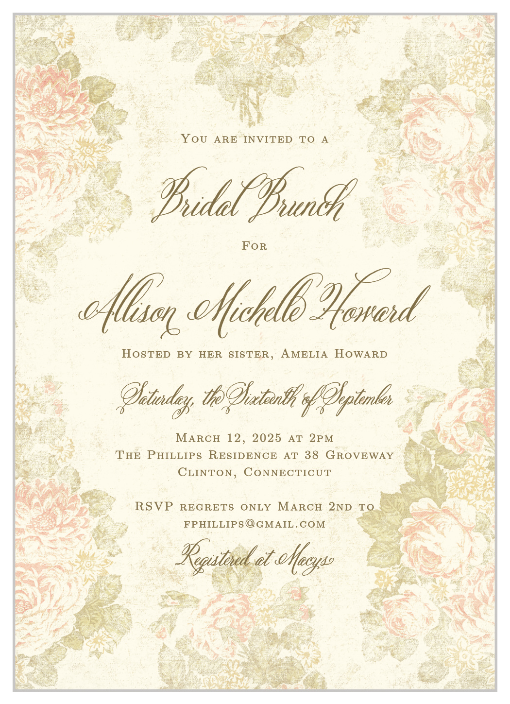 Romantic Vintage Bridal Shower Invitations