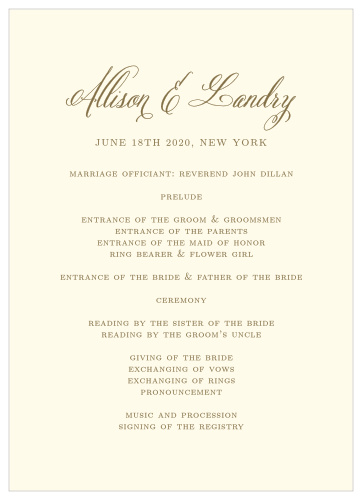 Beautifully organize your wedding ceremony with the Romantic Vintage Wedding Programs from the Crafty Pie Collection at Basic Invite.