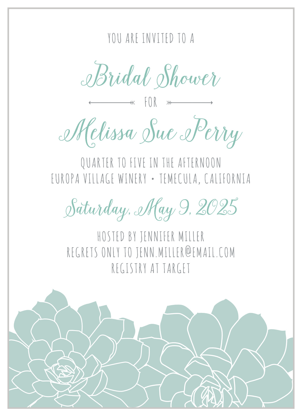Sweet Succulents Bridal Shower Invitations