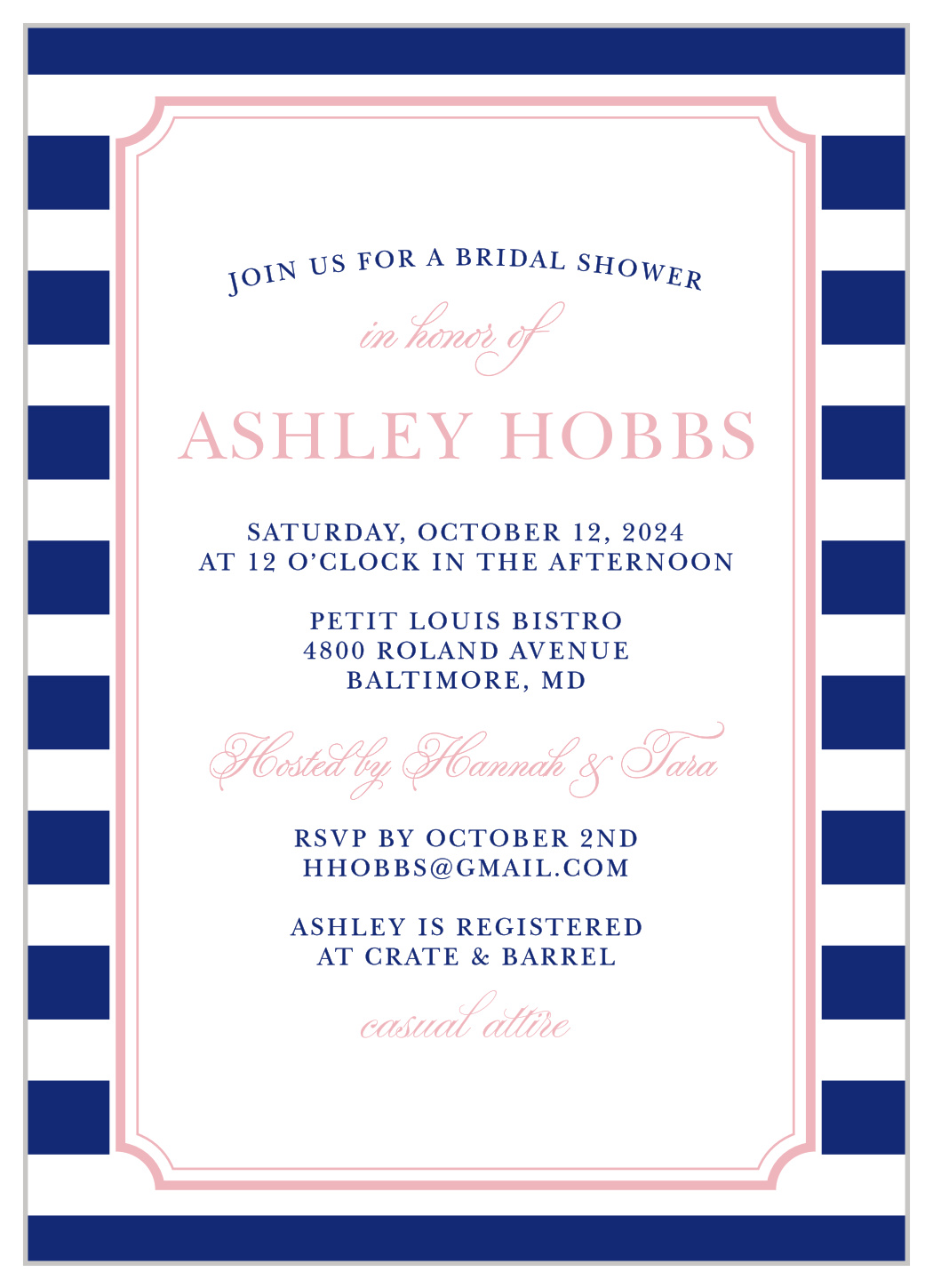 Preppy Stripe Bridal Shower Invitations