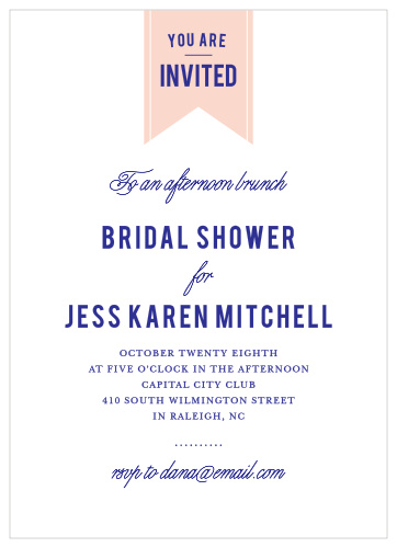 Celebrate the bride in up-to-date style with the Minimalist Banner Bridal Shower Invitations from the Crafty Pie Collection at Basic Invite.