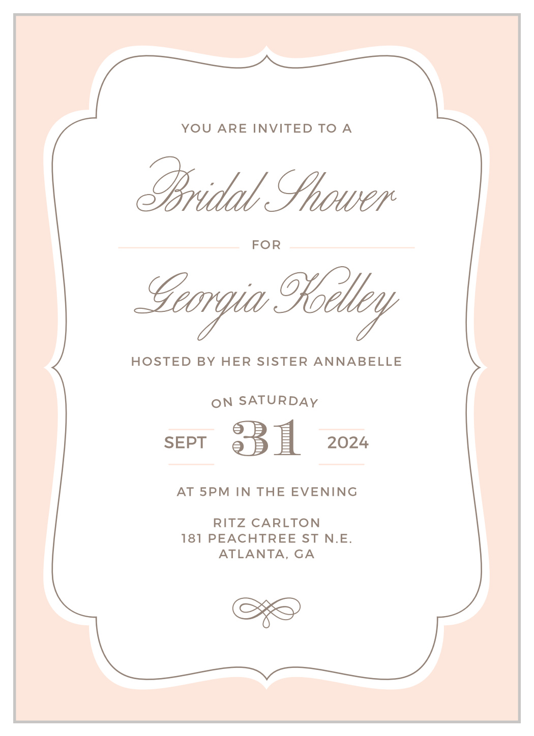 Vintage Frame Bridal Shower Invitations