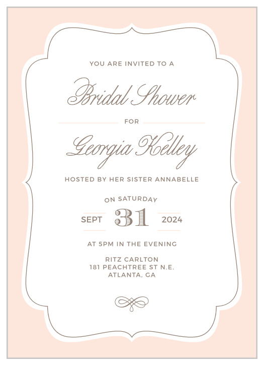 Joyfully invite friends and family to celebrate the bride with the Vintage Frame Bridal Shower Invitations.