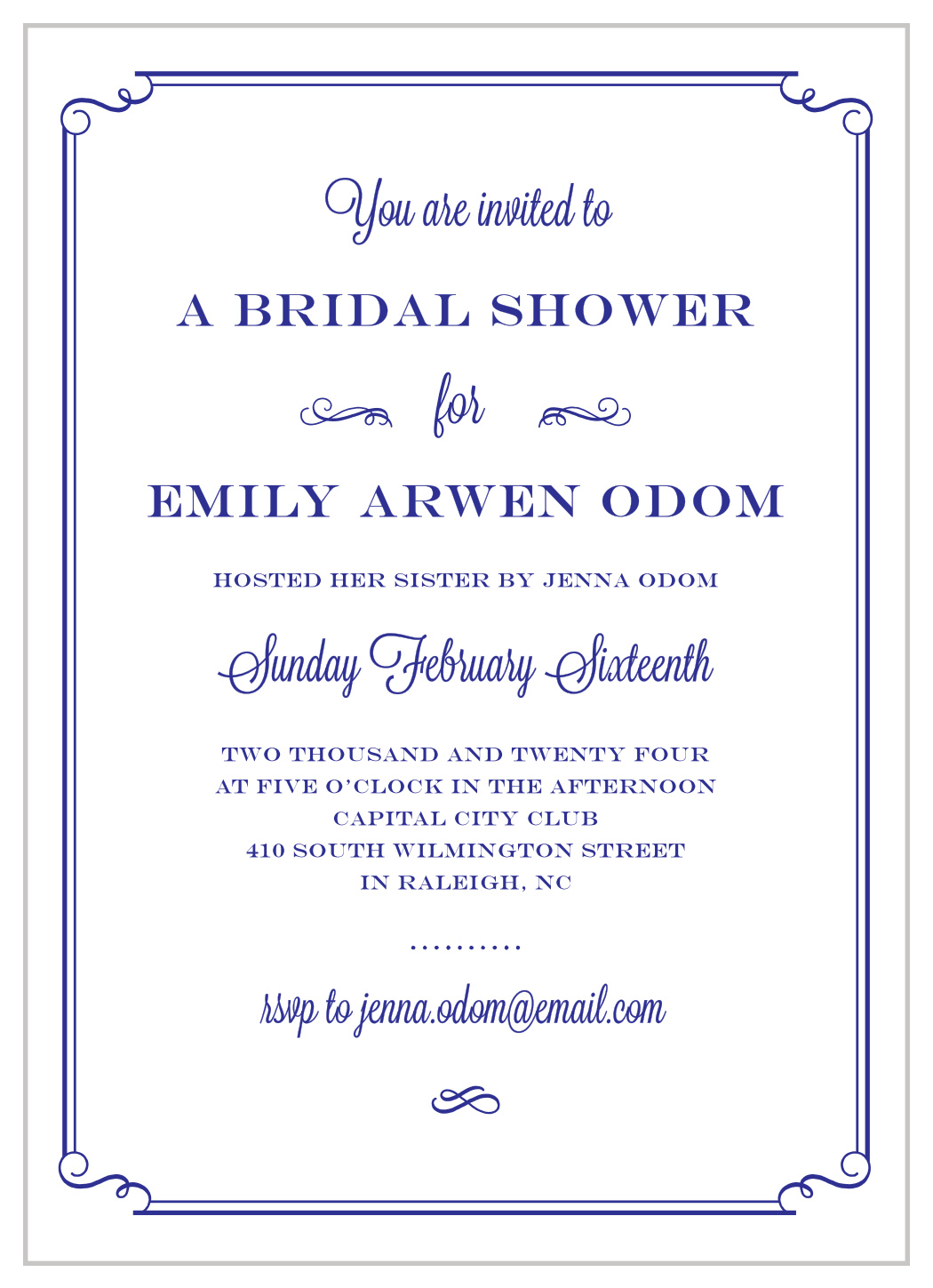 Framed Deco Bridal Shower Invitations