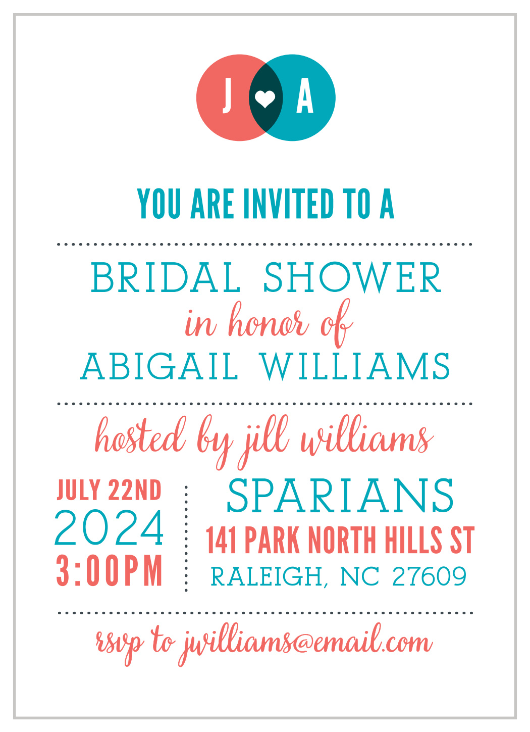 Modern Venn Bridal Shower Invitations