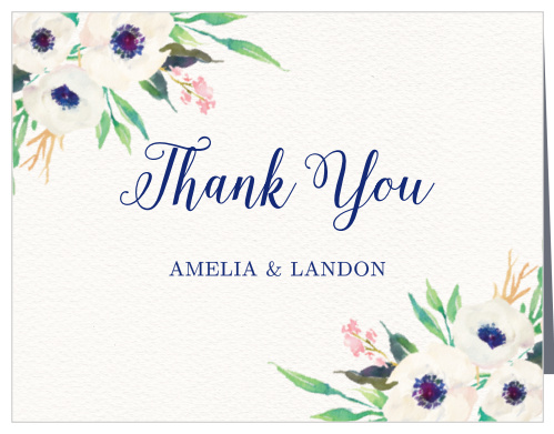 Watercolor Anemone Wedding Thank You Cards