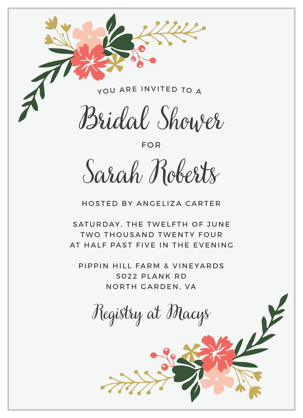 Garden Party Bridal Shower Invitations