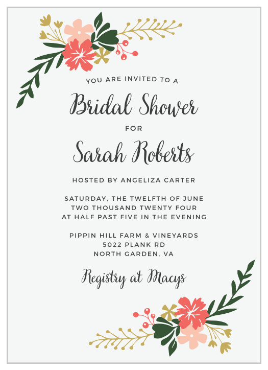 See the vibrant florals of the Garden Party Bridal Shower Invitations in the Bride-to-be's favorite colors.