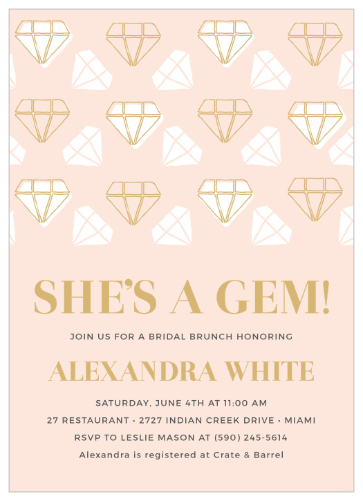 Celebrate the sparkling bride-to-be with the She's a Gem Bridal Foil Shower Invitations