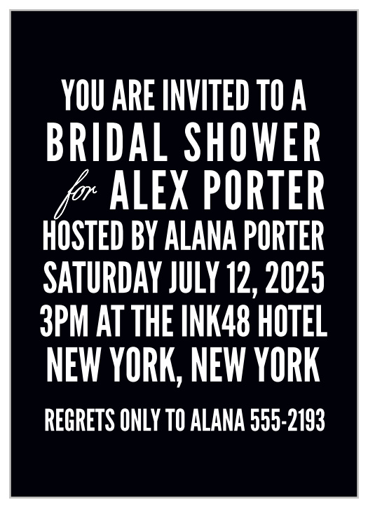 The Modern Poster Bridal Shower Invitations make a statement with their bold fonts and high contrast.