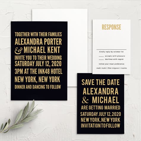 Modern Poster Foil Wedding Invitations