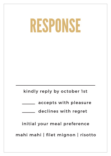 Collect RSVPs with the Modern Poster Foil Response Cards from the Crafty Pie Collection at Basic Invite.