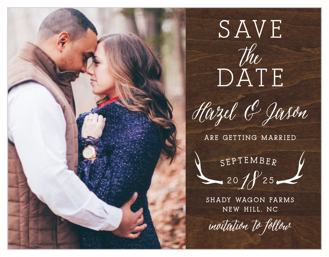 Rustic Wood Photo Save the Date Cards