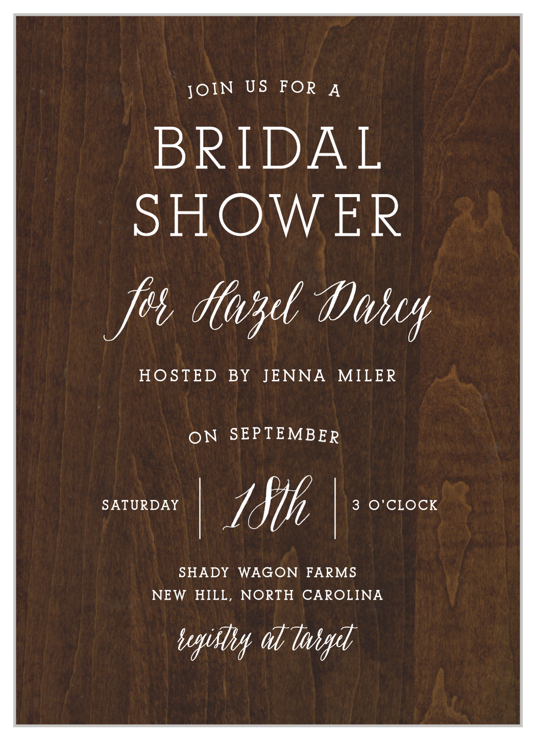 Rustic Wood Bridal Shower Invitations