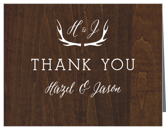 Finish your wedding stationery with the countrified elegance of the Rustic Wood Thank You Cards.