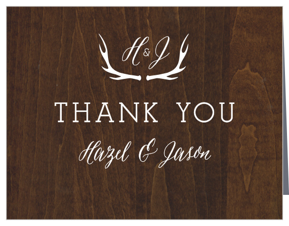 Finish your wedding stationery with the countrified elegance of the Rustic Wood Thank You Cards.