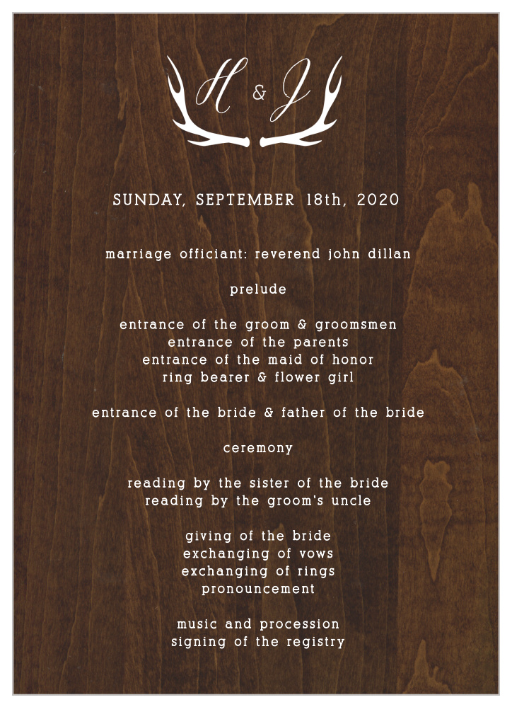 Rustic Wood Wedding Programs