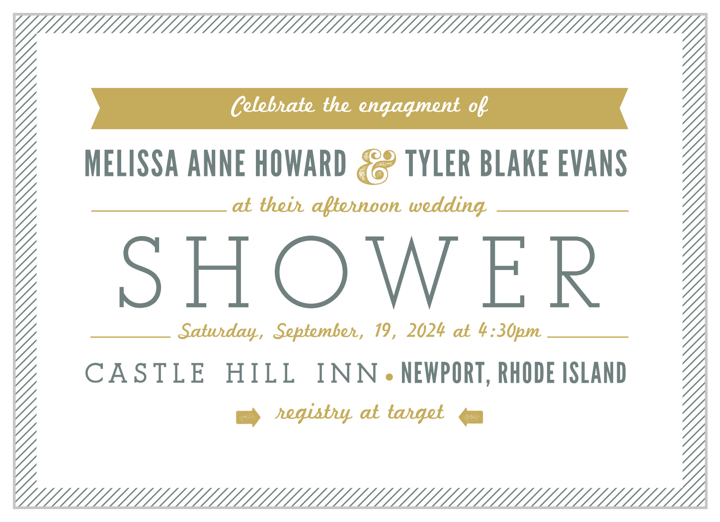 Snappy Slanted Border Bridal Shower Invitations