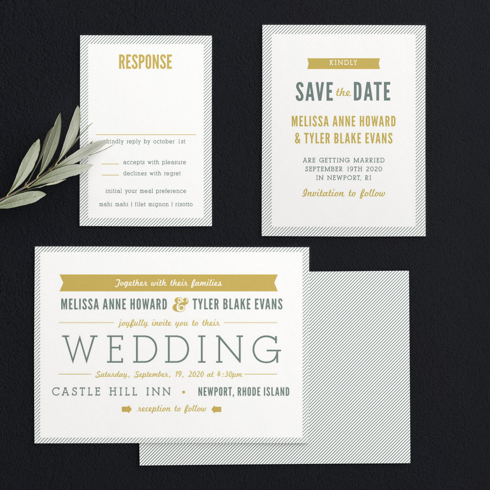 Snappy Slanted Border Wedding Invitations by Basic Invite
