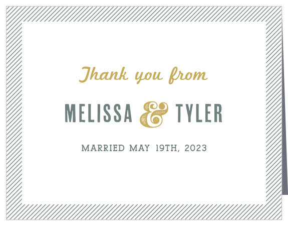 Finish your wedding stationery with the vintage style of the Snappy Slanted Border Thank You Cards.