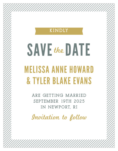 Reserve your calendar spot with the Snappy Slanted Border Save-the-Date Cards from the Crafty Pie Collection at Basic Invite.