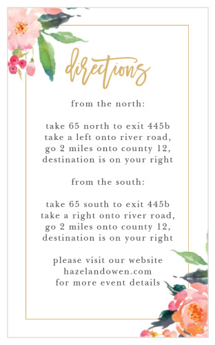 The Standing Ovation Foil Direction Cards' tall design provides plenty of room for detailing driving directions to your venue. Add your personal style to this design with our collection of custom colors, including our real gold or silver foil.  The Standing Ovation Foil Direction Cards are part of the Crafty Pie Collection at Basic Invite. 