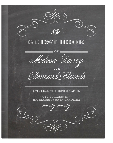 Collect signatures from your wedding guests with the Fancy Chalkboard Guest Book.