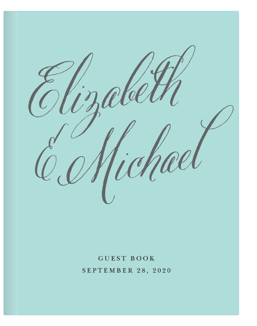 Romance abounds with the Calligraphy Script Guest Book from the Crafty Pie Collection at Basic Invite.