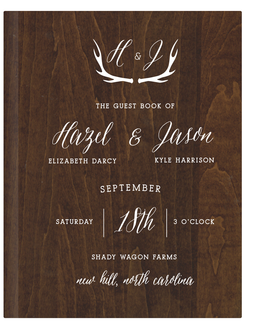Remember those who celebrated with you on your big day with the Rustic Wood Guest Book from the Crafty Pie Collection at Basic Invite.