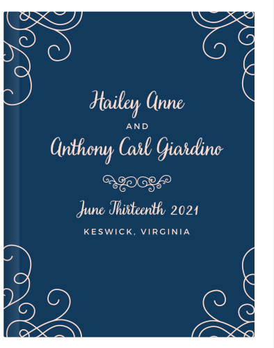 Ornate swirls surround your custom text on the Modern Love Guest Books.