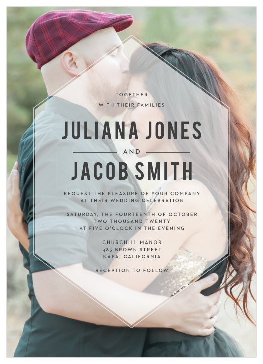 Invite friends and family to your wedding with the fun glam of the Hexagon Fade Photo Wedding Invitations.