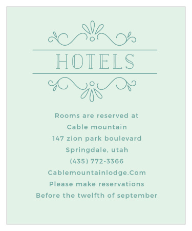 Make sure guests know about the hotel reservations you have waiting for them with the Glowing Garden Accommodation Cards.