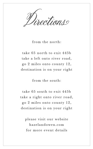 A romantic, flourishing font titles the Timeless Script Direction Cards.