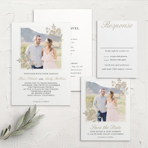 Rose Stamped Wedding Invitations