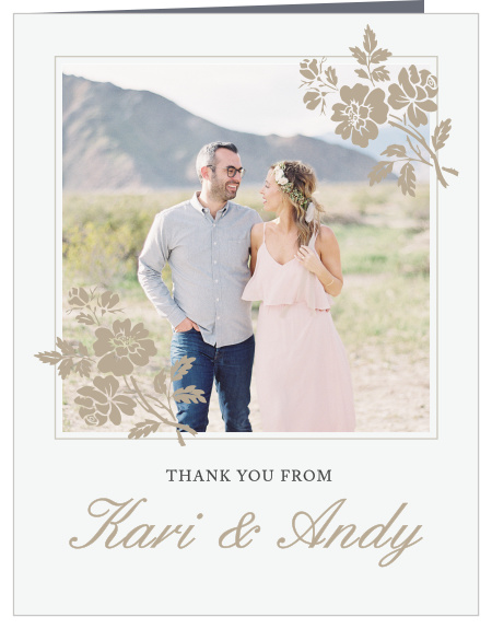 Rose Stamped Wedding Thank You Cards