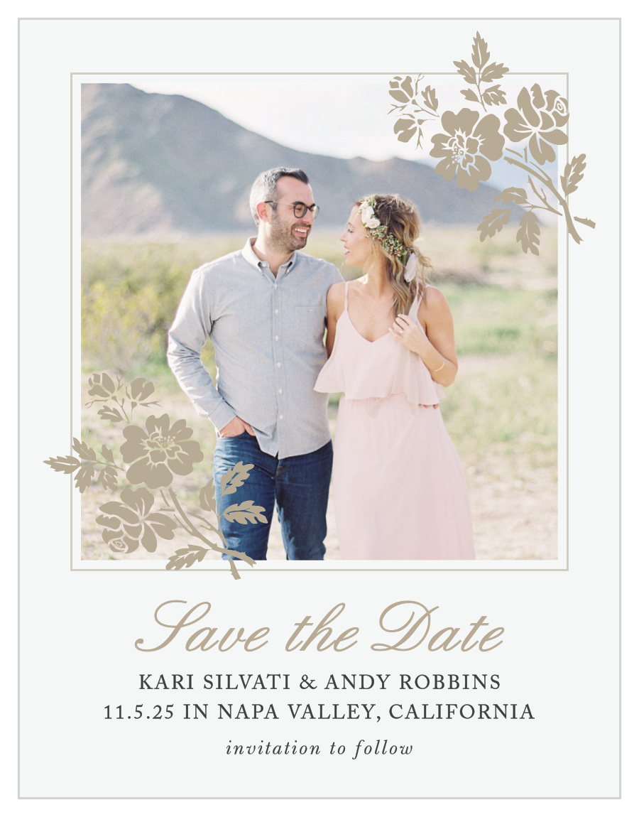 Rose Stamped Save the Date Cards