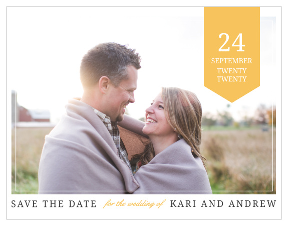 Reserve your wedding's spot on guests' calendars with the Brilliant Banner Save-the-Date Magnets.
