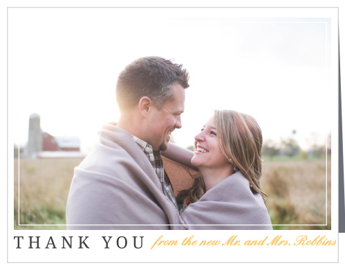 After the honeymoon is over and you've unwrapped all your wedding presents, convey your gratitude to wedding guests with the Brilliant Banner Thank You Cards.