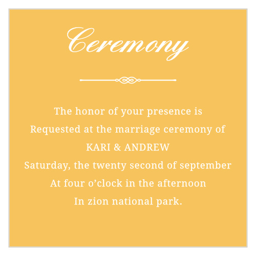 Classic fonts and a bright pop of color combine on the Brilliant Banner Ceremony Cards.