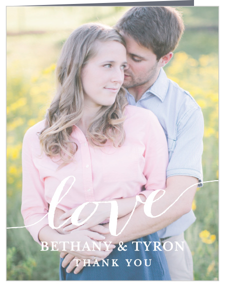 Express your gratitude with the Love Script Wedding Thank You Cards. 