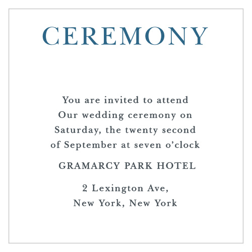 Invite friends to your wedding ceremony with the Love Script Ceremony Cards.