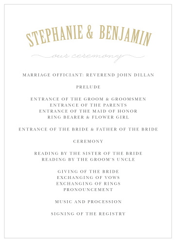 Organize your ceremony with the clean sophistication of the Polaroid Story Wedding Programs.