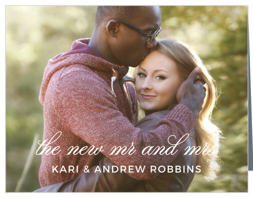 Make a wedding photo the background to the Exquisite Class Thank You Cards.