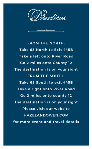 The Contemporary Frame Direction Cards' design is perfect for detailing driving directions to your wedding venue.