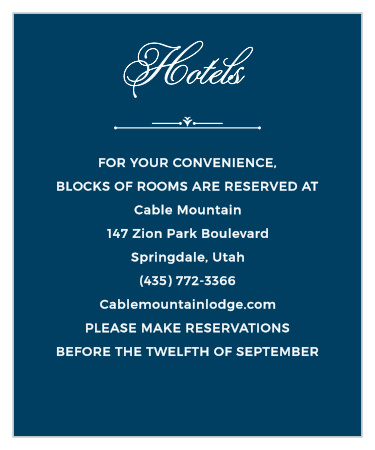 Include reservation info with the Contemporary Frame Accommodation Cards.