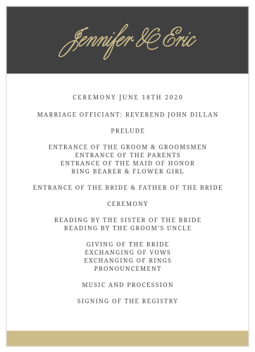 The Modern Forever Wedding Programs are the perfect match to the rest of the Modern Forever Wedding Invitation Suite.